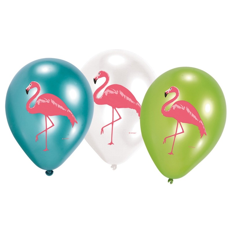12x Flamingo print ballonnen 27 cm