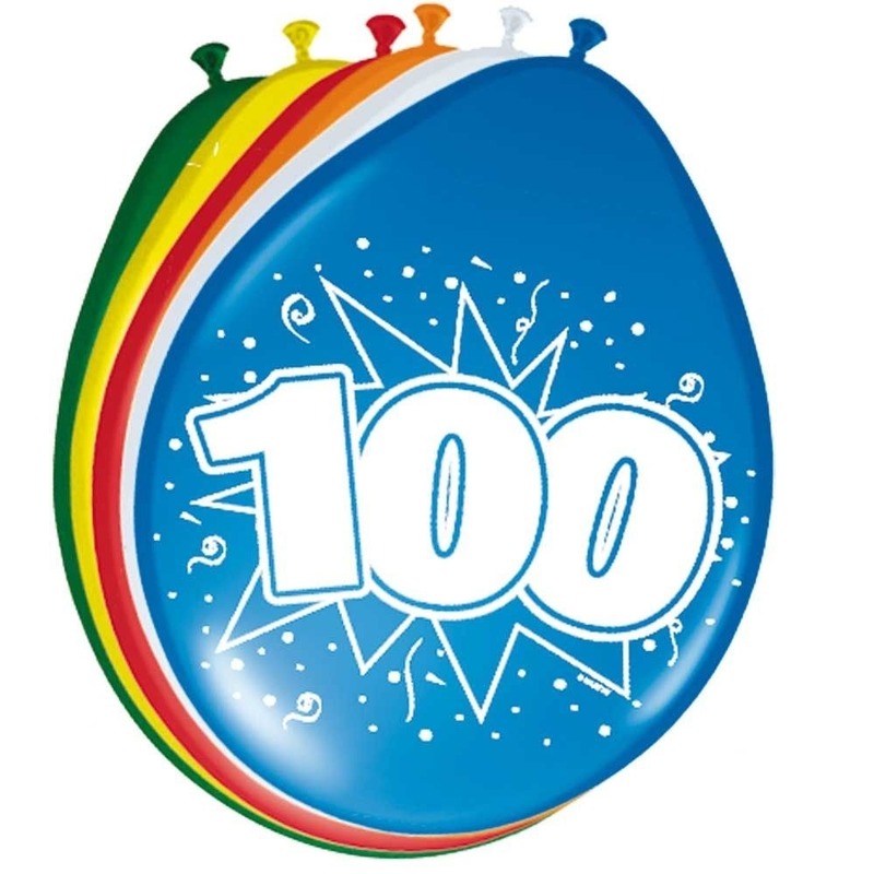 16x stuks Verjaardag Ballonnen 100 jaar