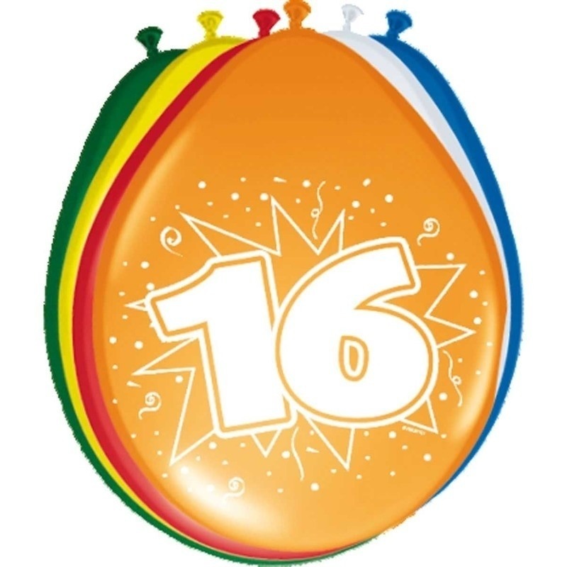 16x stuks Verjaardag Ballonnen 16 jaar