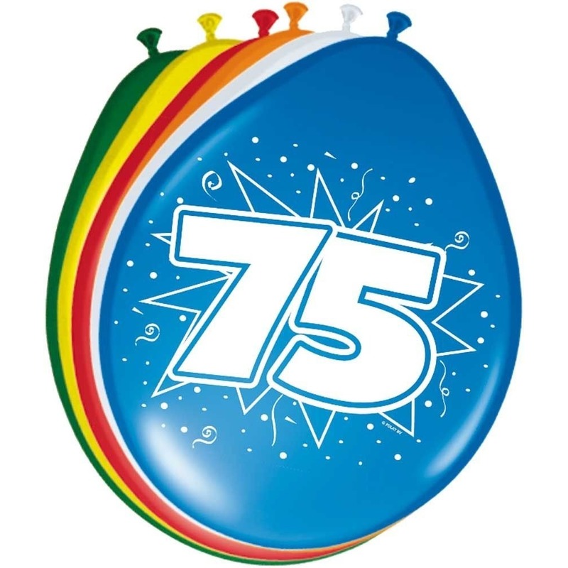 16x stuks Verjaardag Ballonnen 75 jaar