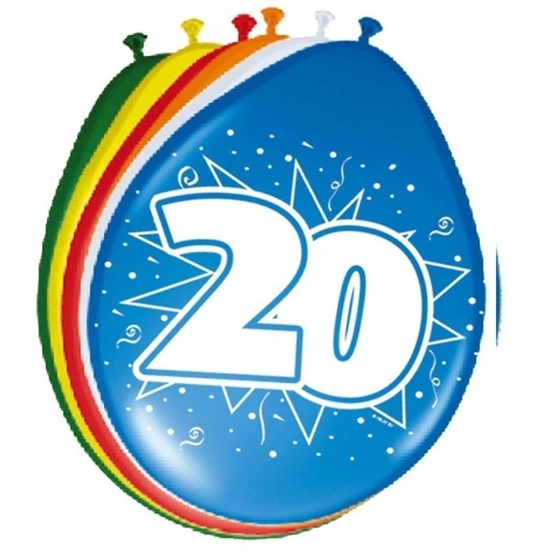 24x stuks Verjaardag Ballonnen 20 jaar
