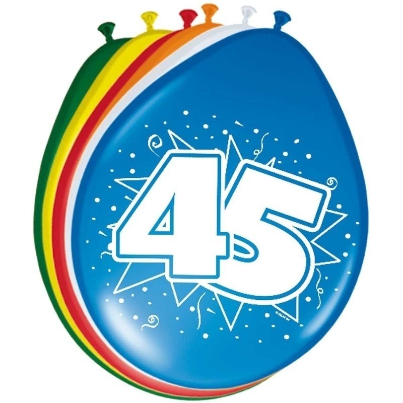 24x stuks Verjaardag Ballonnen 45 jaar
