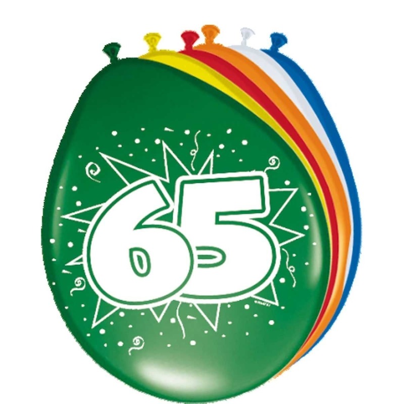 24x stuks Verjaardag Ballonnen 65 jaar