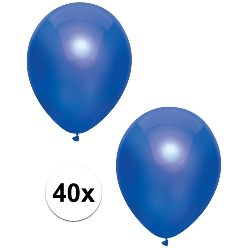 40x Donkerblauwe metallic ballonnen 30 cm