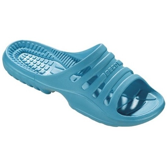 Bad/sauna slippers met voetbed aqua blauw dames