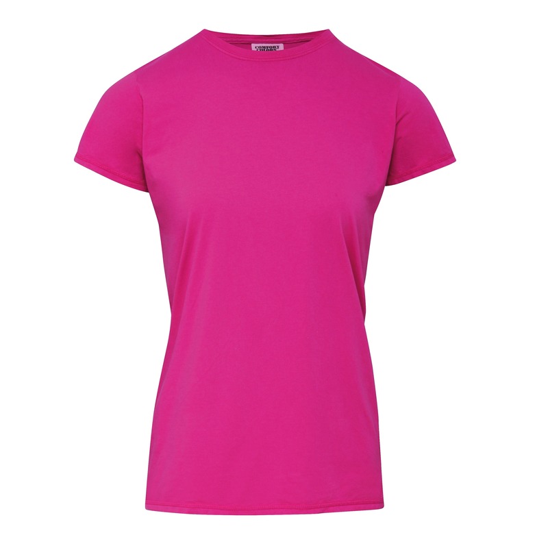 Basic t-shirt comfort colors fuchsia roze voor dames kopen