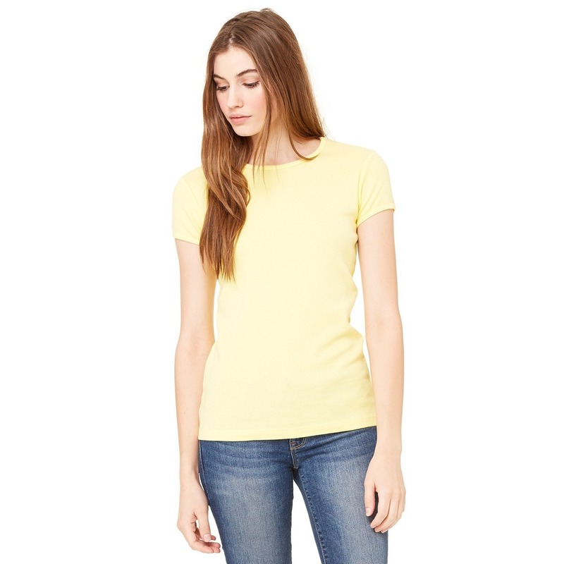 Basic t-shirt geel met ronde hals voor dames kopen