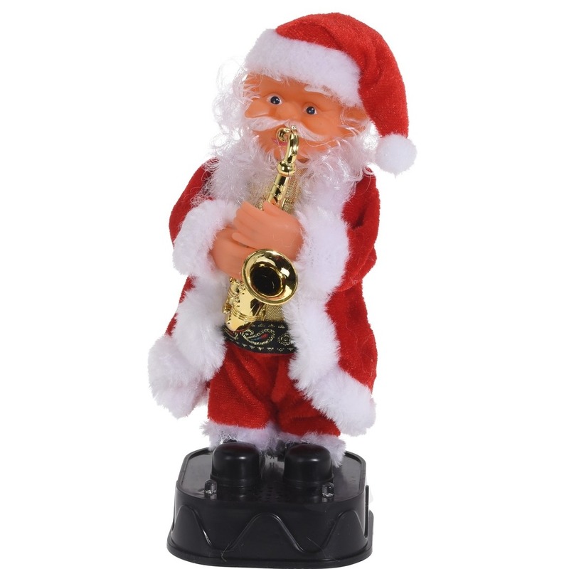 hond Macadam Wegversperring Bewegende kerstfiguren dansende kerstman met saxofoon 20 cm - Primodo  warenhuis