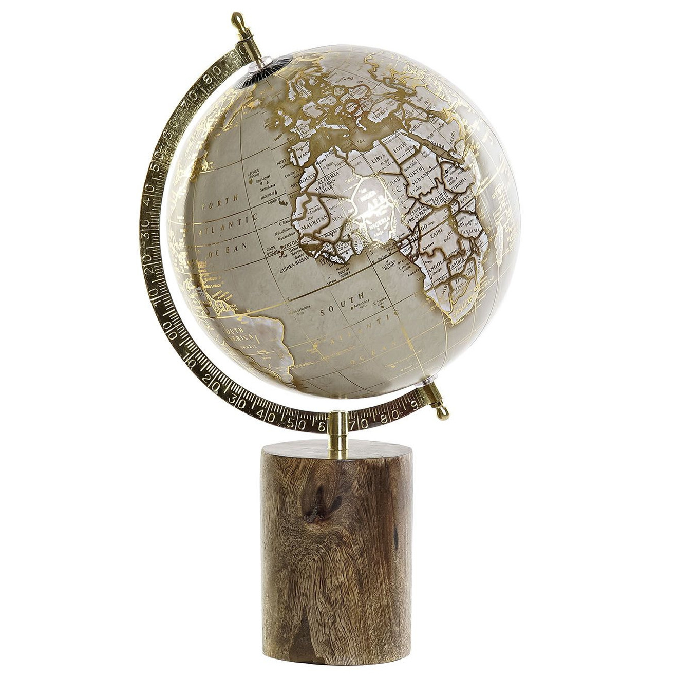 Wiskunde Interactie diefstal Decoratie wereldbol/globe goud/bruin op metalen voet 22 x 41 cm - Primodo  warenhuis