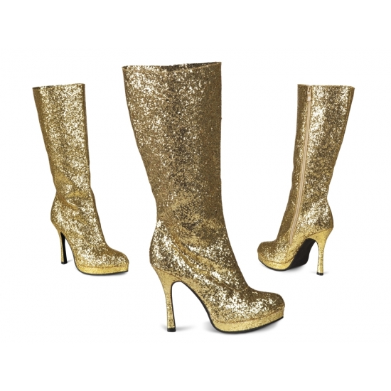 Gouden glitter laarzen met hak