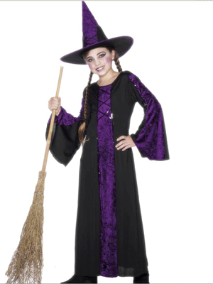 Carnavalskostuum Heksen kinder kostuum zwart/paars