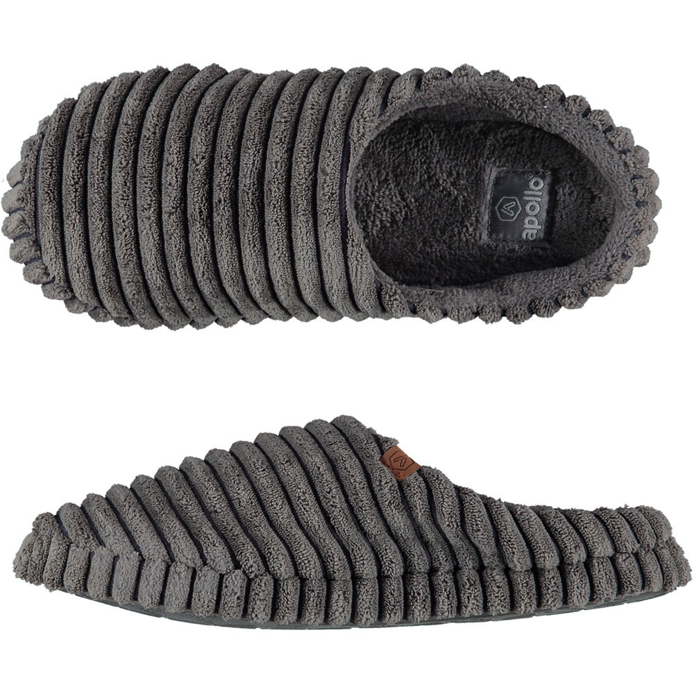 Heren instap slippers/pantoffels ribstof grijs maat 43-44