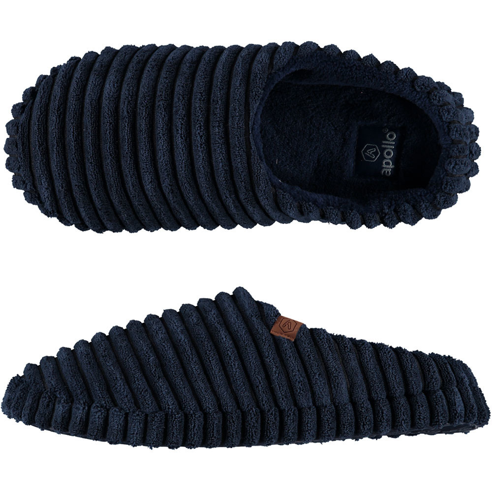 Heren instap slippers/pantoffels ribstof navy maat 43-44