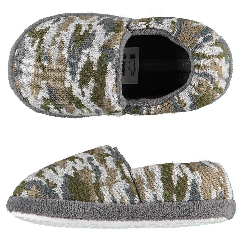 Jongens instap slippers/pantoffels army groen maat 25-26