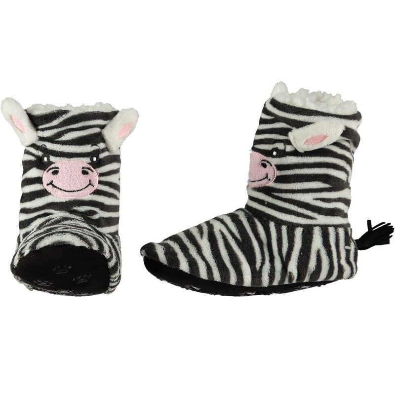 Kinder hoge dieren pantoffels/sloffen zebra