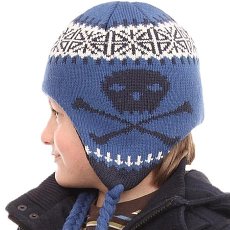 Childs knitted skull peru hat 