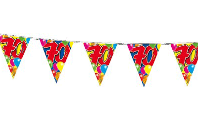 Verjaardag feestversiering 70 jaar PARTY letters en 16x ballonnen met 2x plastic vlaggetjes
