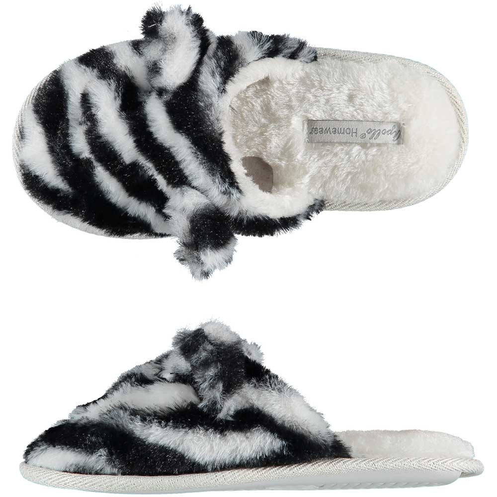 Meisjes instap slippers/pantoffels zebra print maat 31-32