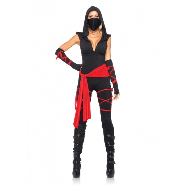 Ninja kostuum voor dames rood zwart kopen
