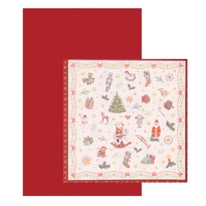Papieren tafelkleed/tafellaken inclusief kerst servetten - Primodo warenhuis