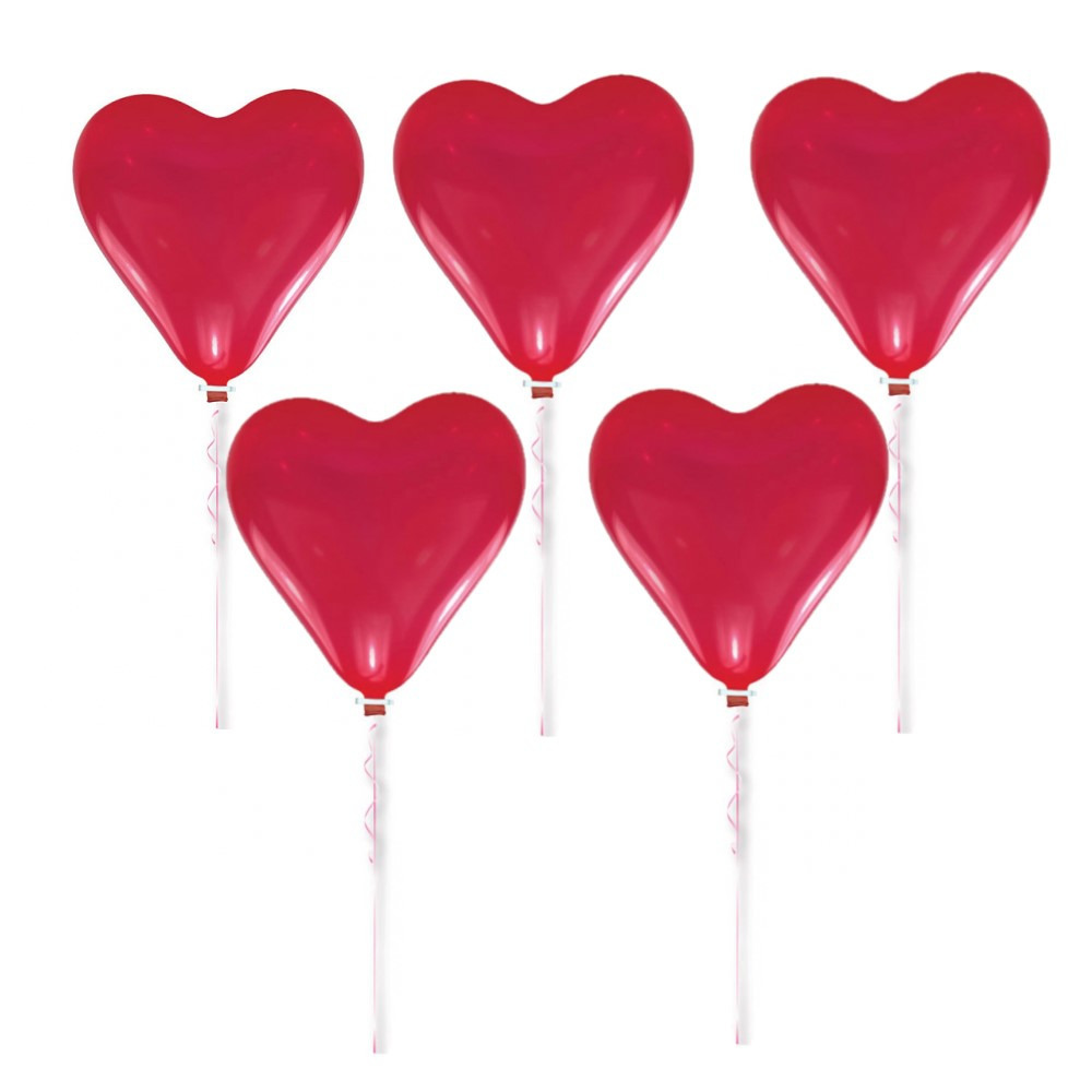 Set van 5x stuks grote rode hartjes ballonnen 60 cm