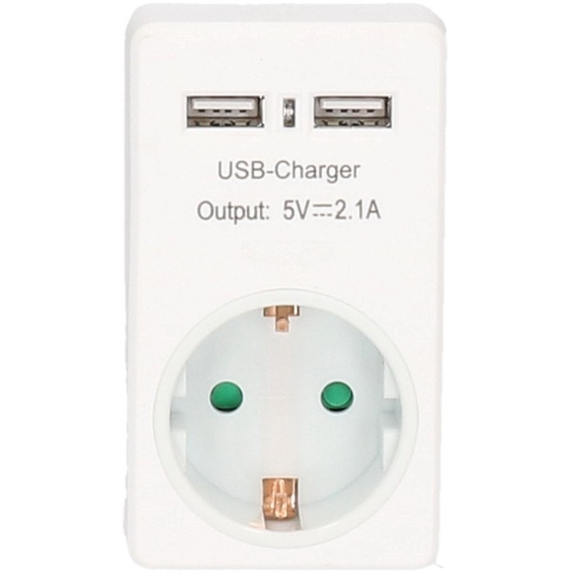 Attent Aan boord Ideaal Stopcontact met 2x USB oplader / snel lader - Action products - Primodo  warenhuis
