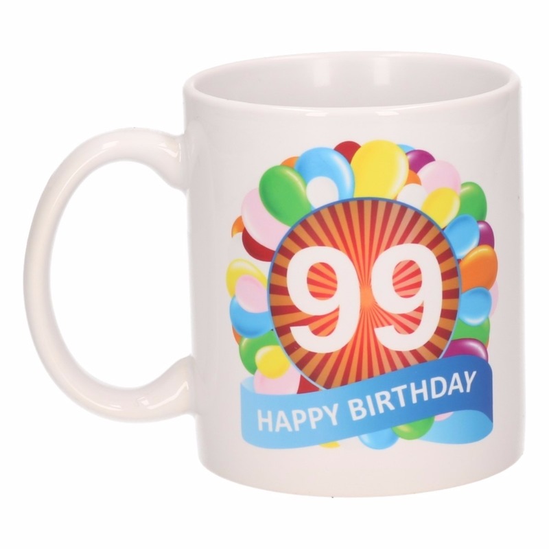 Verjaardag ballonnen mok / beker 99 jaar