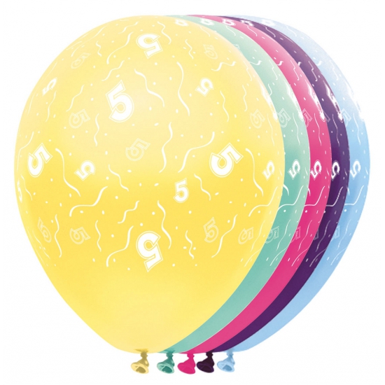 Versiering gekleurde helium ballonnen 5 jaar