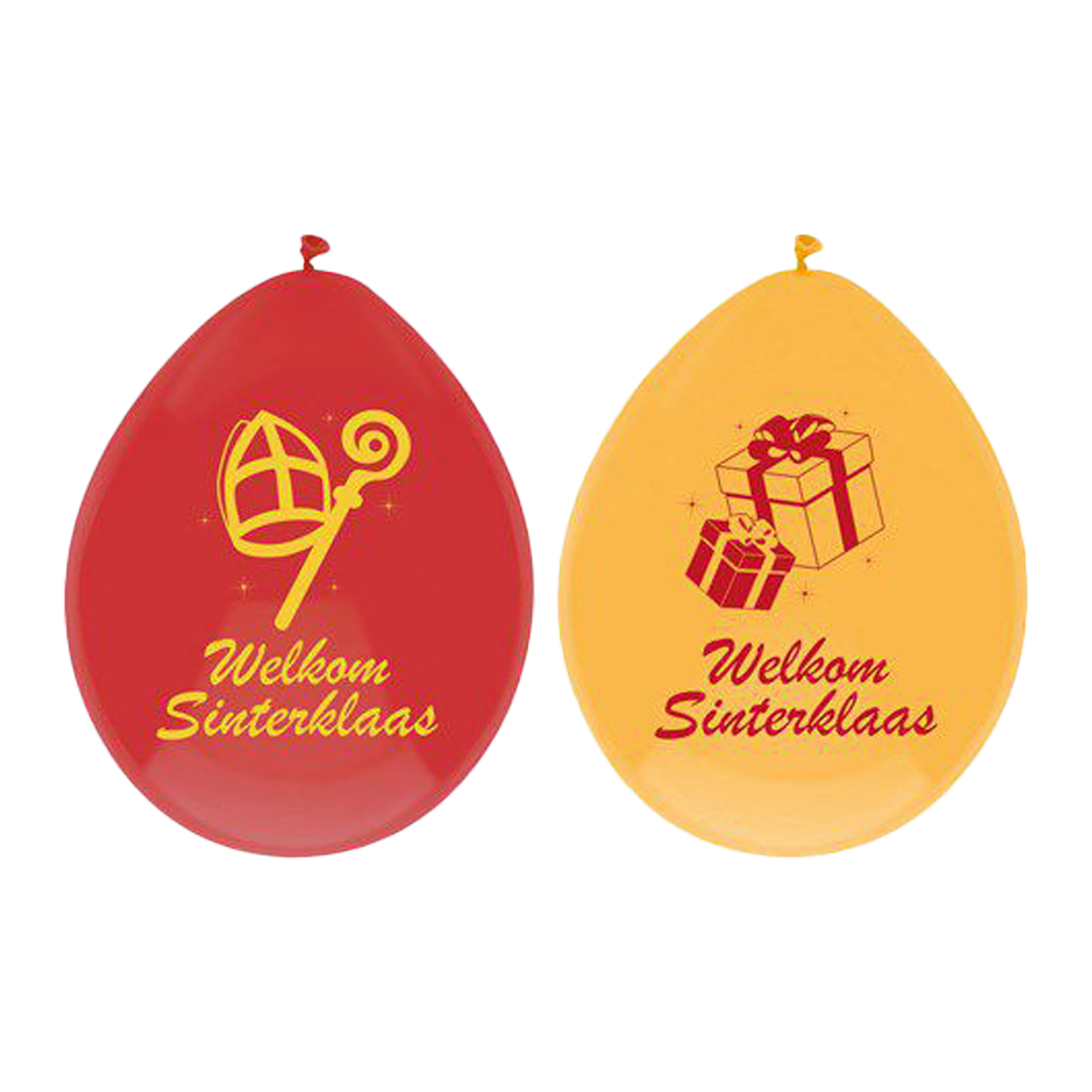 Welkom Sinterklaas ballonnen - 12x - geel/rood
