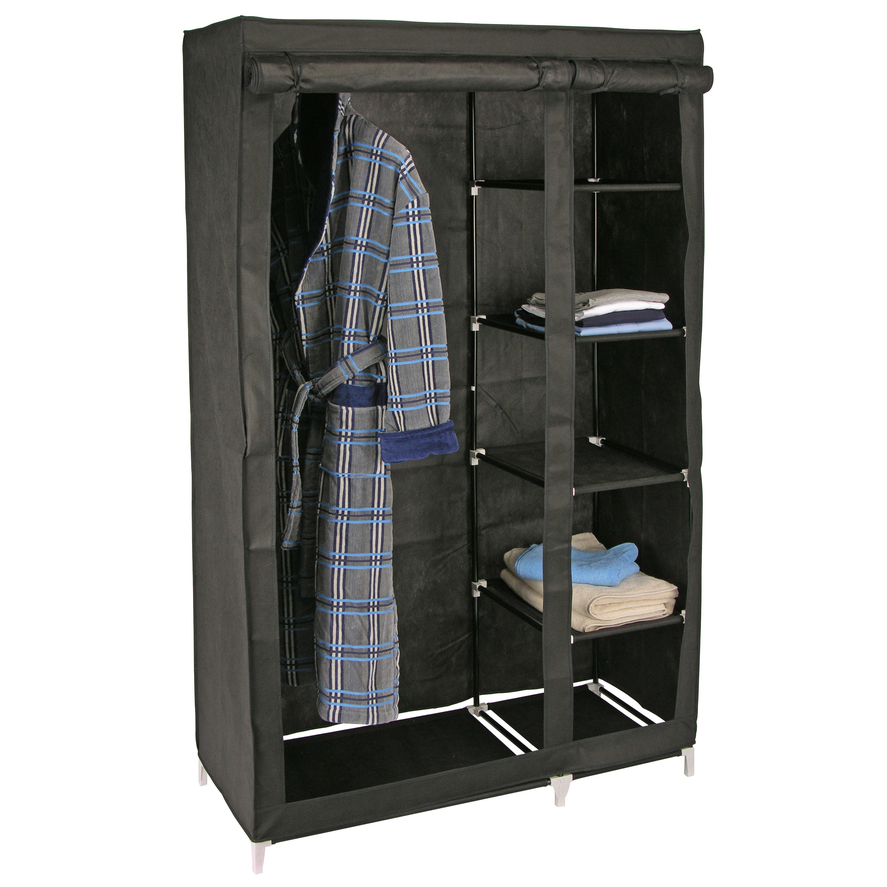 Zolder/bijzet/camping opvouwbare kledingkast zwart met 5 180 cm - Primodo warenhuis