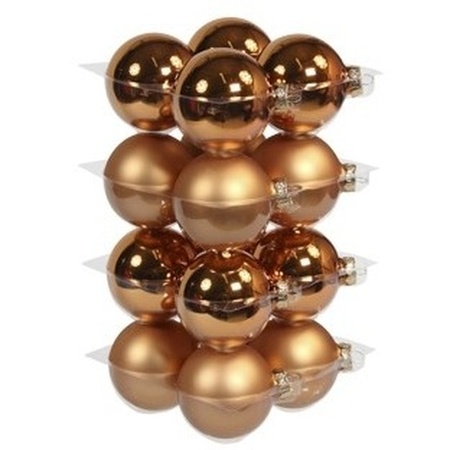 Grijpen Noordoosten Zegevieren 16x Koperen glazen kerstballen 8 cm mat/glans - Primodo warenhuis