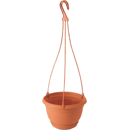 Nuchter Lijkenhuis Onverbiddelijk 1x Stuks hangende kunststof Agro terracotta bloempot/plantenpot met schotel  3 liter - Primodo warenhuis