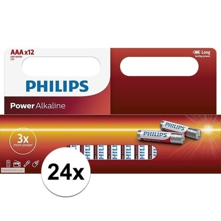 24x Philips AAA batterijen power alkaline  - Action products