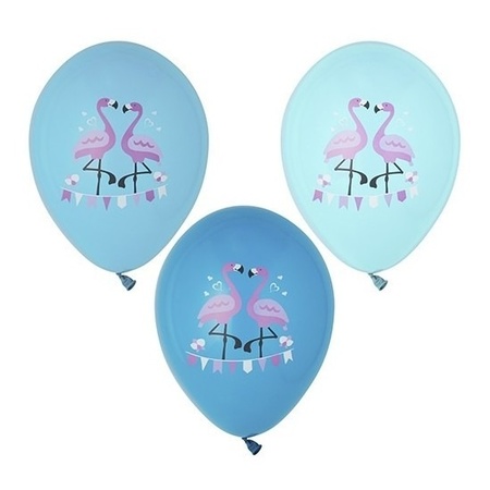 24x Flamingo theme print balloons 29 cm