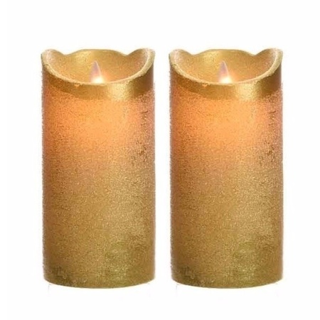 2x stuks gouden led kaarsen flakkerend 15 cm  - Action products