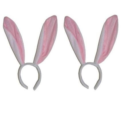 2x White rabbit / hare ears for adults