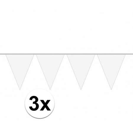 3x stuks Vlaggenlijnen wit 10 meter
