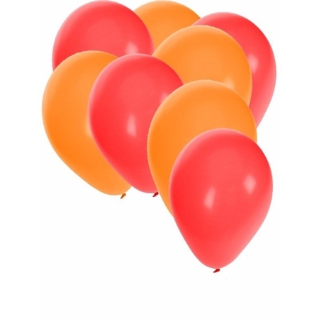 50x ballonnen - 27 cm - rood / oranje versiering
