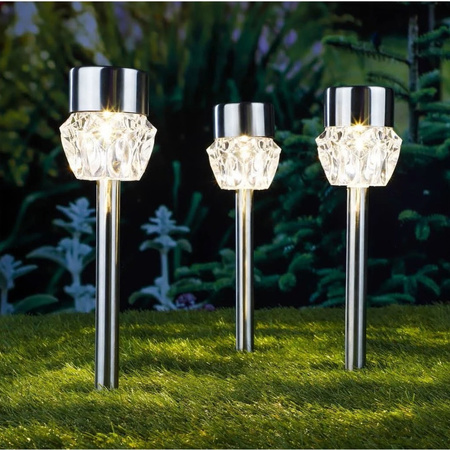 mijn Reageer vervolgens 6x Buiten/tuin LED zilveren stekers Crystal solar verlichting 35 cm RVS  warm wit - Tuinverlichting - Tuinlampen - Solarlampen op zonne-energie -  Action