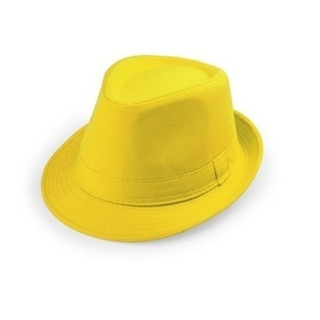 6x Yellow trilby hat for adults