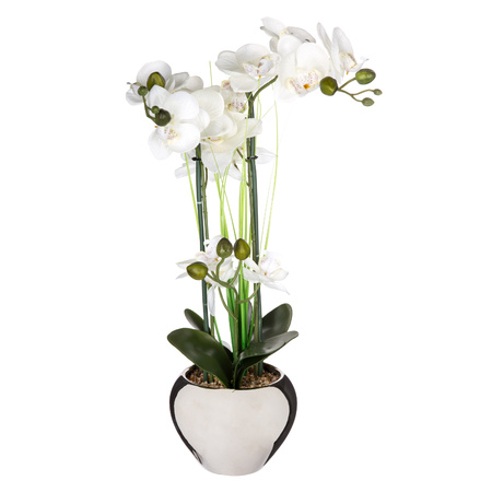 Atmosphera Orchidee bloem kunstplant - wit - H53 x B37 cm