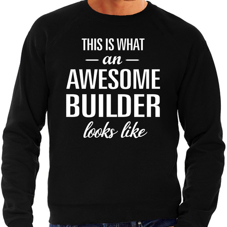 Awesome builder / bouwvakker cadeau sweater zwart heren