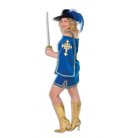 Carnavalskostuum Blauw musketiers jurkje voor dames