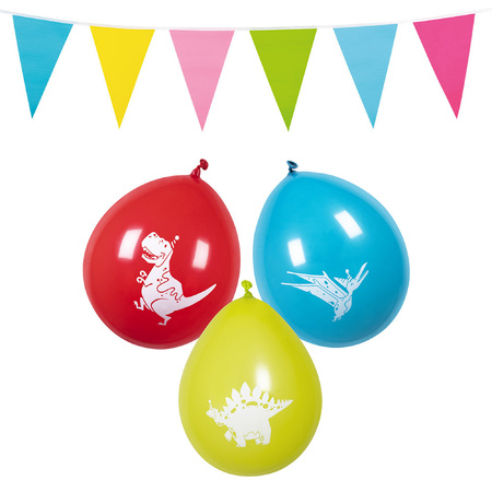 Boland Dino flags and balloons set - 6 balloons - 10M flag line - Universal