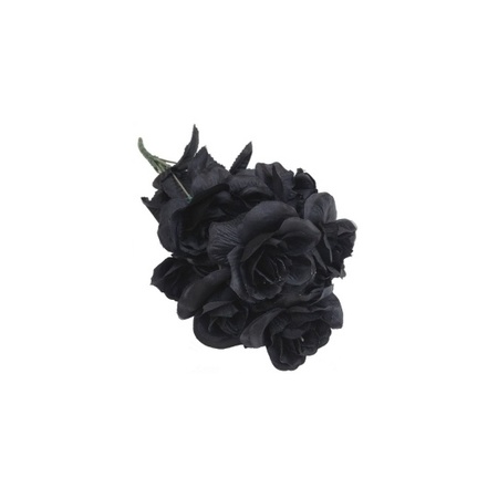 Bouquet with six black roses halloween decoration 37 cm