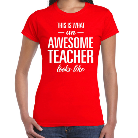 Gift t-shirt for women - awesome teacher - thank you present - red