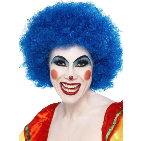 Blauwe clowns afropruik voor volwassenen