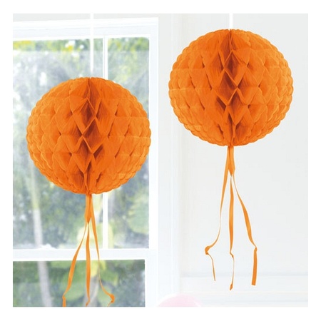 Oranje decoratie bollen van papier 30 cm