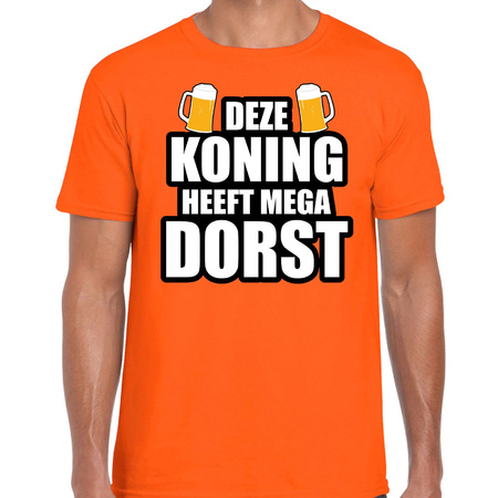 Deze Koning heeft mega dorst / bier t-shirt oranje voor heren - Koningsdag shirts