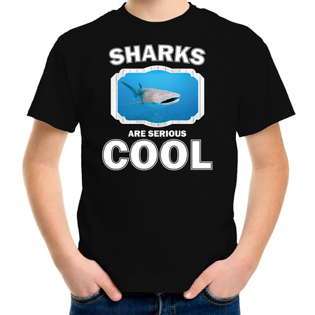 Dieren walvishaai t-shirt zwart kinderen - sharks are cool shirt jongens en meisjes